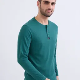 Spykar Teal Green Cotton Poly Regular Fit T-Shirt image 4