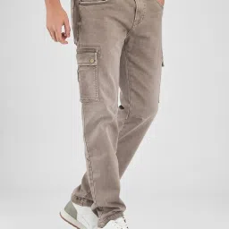 Spykar Brown Regular Fit Cargo Jeans image 3