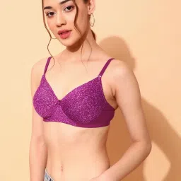 Clovia Purple Geometric Print T-Shirt Bra image 3