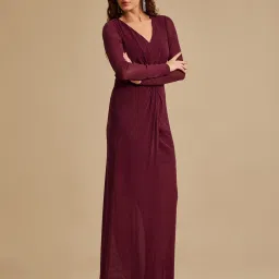 Kazo Maroon Embellished Maxi Dress image 3