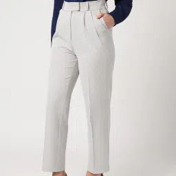 strong & brave Strong And Brave Light Grey Solid Trousers image 3