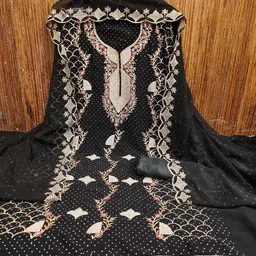 Maroosh Embroidered Beads and Stones Silk Georgette Unstitched Dress Material image 2