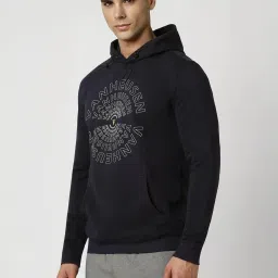 Van Heusen Navy Regular Fit Logo Printed Hooded Sweatshirt image 3