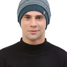 Moda Rapido Green Wool Self Design Beanie Cap-picture-25