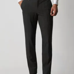 Van Heusen Black Slim Fit Checks Trousers-picture-36