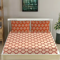 Trance Home Linen Unisex Red Cotton Bedsheets image 1