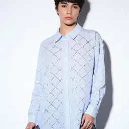 Only Light Blue Rhinestone Embellished Shirt-image-95