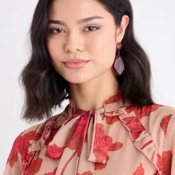 Styli Beige Synthetic Printed A-Line Dress image 5