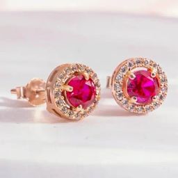 Zavya Pink Rose Gold Plated 925 Sterling Silver Stud Earrings-picture-37