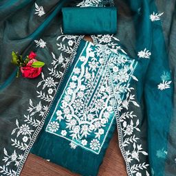 DIVASTRI Embroidered Organza Unstitched Dress Material-picture-13