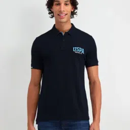 U.S. Polo Assn. Denim Co. Blue Cotton Slim Fit Printed Polo T-Shirt-picture-31