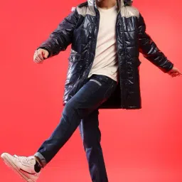 Campus Sutra Beige & Navy Full Sleeves Long Jacket image 5