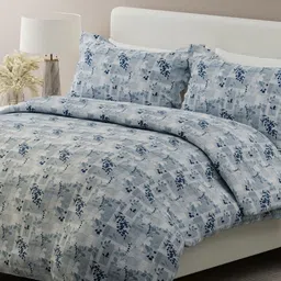 Boutique Living India Blue & White Floral 200 TC Cotton King Bedsheet Set 2.74 m x 2.74 m-picture-12