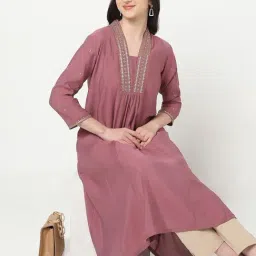 R&B Mauve Polyester A Line Kurta image 5