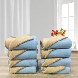 LABHAM Blue & Beig 8 Pieces Self Designed 450 GSM Reversible Hand Towels-picture-2