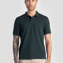 Reid & Taylor Green Cotton Regular Fit Polo T-Shirt-picture-21