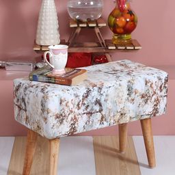 Shadowkart White & Brown Wooden Mudda Pouffe Ottoman-picture-9