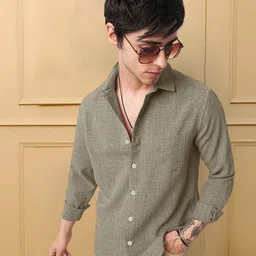 Moda Rapido Men Textured Spread Collar Casual Shirt-picture-12