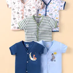 OHMS Single Jersey Knit Half Sleeves Jhablas with Animal Print & Stripes Pack of 5 - Multicolor-picture-20