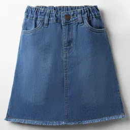Pine Kids Woven Above Knee Length Washed Denim Skirt - Blue-image-3