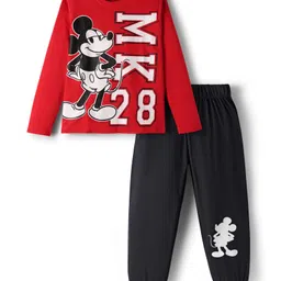 kookie kids india disney Kookie Kids Disney Single Jersey Knit Full Sleeves Night Suit with Mickey Mouse Graphics - Red-picture-24