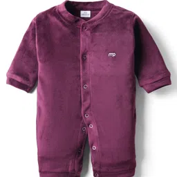 Mom's pet Velvet Knit Full Sleeves Solid Romper - Maroon-picture-16