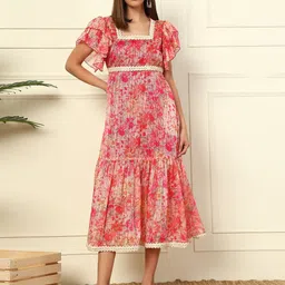 vibes by deebaco DEEBACO Women Floral Printed Fit & Flare Midi Dress-picture-24