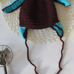 Woonie Knit Dog Designed Crochet Cap - Brown - Circumference - 32.5 Cm image 2