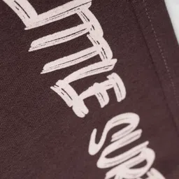 Mini Taurus Looper Knit Full Length Lounge Pant with Text Graphic - Brown image 3