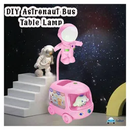 FunBlast Astronaut Bus Theme Table LED Lamp with Pen Holder - Pink image 5