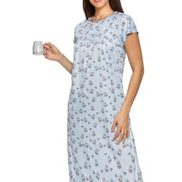 zebu Graphic Printed Round Neck Nightdress-picture-28