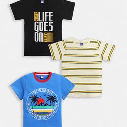 Here&Now X Game Begins Boys Assorted Pack Of 3 Typography Printed T-shirts-picture-38