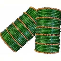 Raj world Green Glass Artificial Stones Bangle image 2