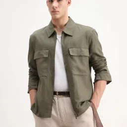 Rare Rabbit Green Solid Relaxed Fit Shacket image 3