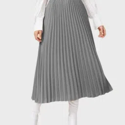 BUYNEWTREND Grey A-Line Skirt-image-45