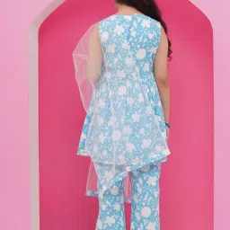 Aj Dezines Kids Sky Blue Pure Cotton Printed Suitsets image 3