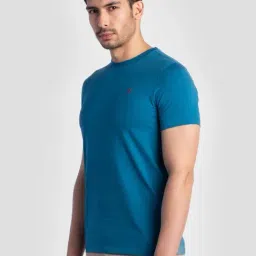 Reid & Taylor Teal Cotton Regular Fit T-Shirt image 3