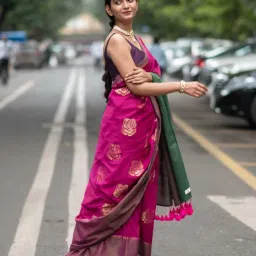Suta Pink Cotton Zari Saree Without Blouse image 3