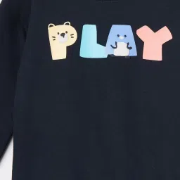 juniors by lifestyle Lifestyle Blue Round Neck Full Sleeve Chest Print Cotton Sweatshirt image 3