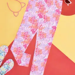 Pantaloons Junior Soft Pink Floral Print Jeggings-image-0