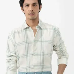 Rare Rabbit Off White Regular Fit Checks Shirt-picture-38