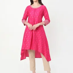 R&B Magenta Polyester High Low Kurta-picture-31