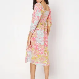 Vero Moda Multicolor Floral Print Midi Dress image 3