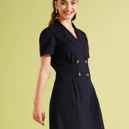Globus Navy Cotton Regular Fit A Line Dress image 3