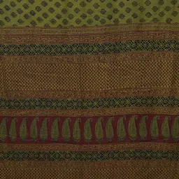 Unnati Silks Green Cotton Printed Saree With Unstitched Blouse image 3