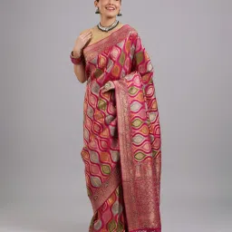 Mohey Pink Satin Embroidered Saree image 3