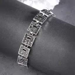 NVR Rhodium Plated American Diamond Link Bracelet for Women-image-3