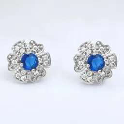 Zavya Floral Rhodium Plated 925 Sterling Silver Stud Earrings-image-45