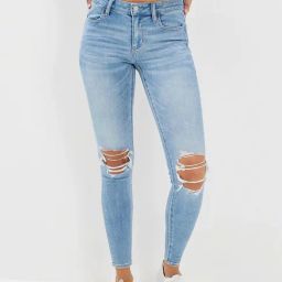 American Eagle Blue Distressed Mid-Rise Jeans-picture-20