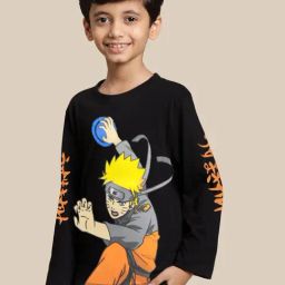 Kidsville Naruto Printed Black T-Shirt For Boys-picture-39